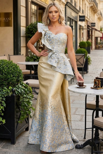 Terani Couture 241E2402 Elegant Sophisticated Evening Prom Long Formal Jacquard Dress