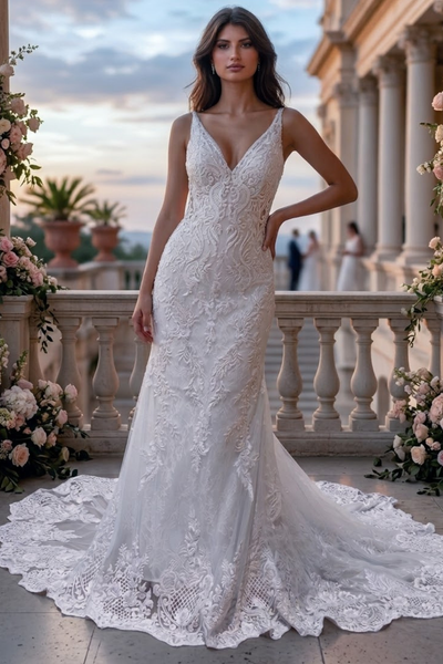 Primavera Couture 11101 Lace Bridal Gown Long Wedding Dress