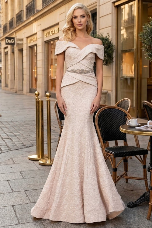 Terani Couture 1812M6657 Glamorous Formal Prom Off-Shoulder Mermaid Evening Lace Dress