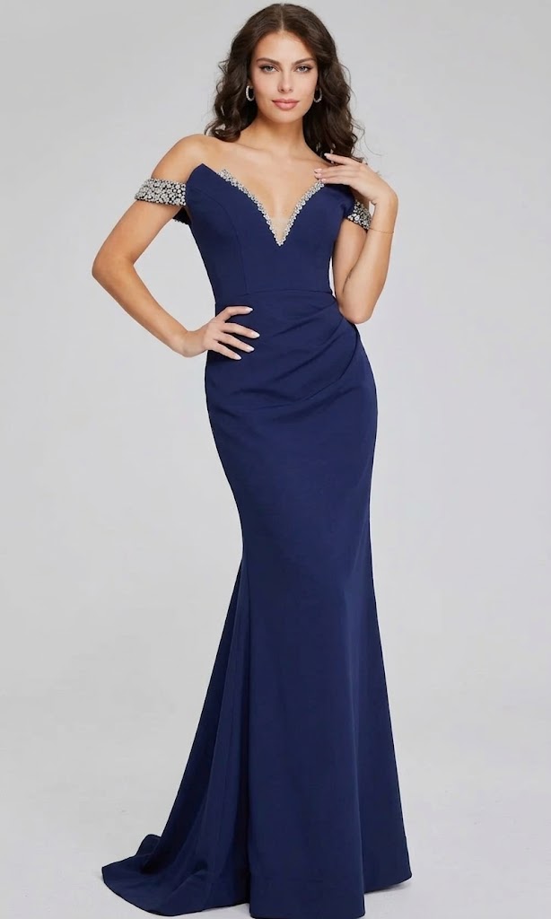 Jovani 42394 - Off Shoulder Beaded Gown