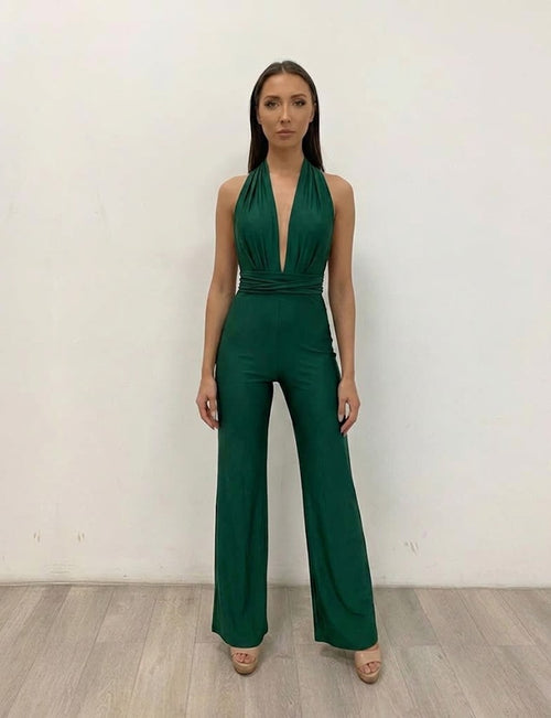 Elegant Wide-Leg Jumpsuit with Halter Neck and Backless Design by Jessica Angel 854