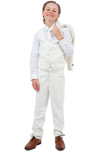 Boys Suit Perry Ellis Vested Boy's Wedding Suit in Ivory Off White
