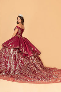 2 Piece Off Shoulder Satin Ball Gown by Elizabeth K GL3098 - Quinceanera Dresses