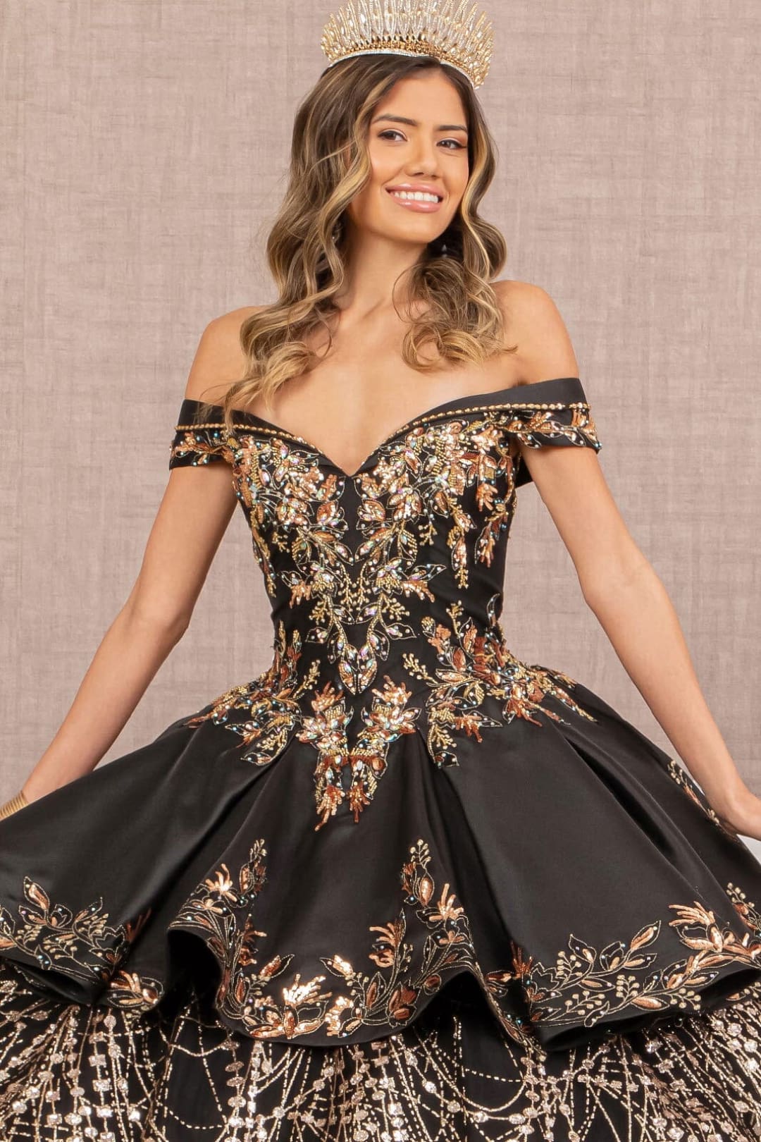 2 Piece Off Shoulder Satin Ball Gown by Elizabeth K GL3098 - Quinceanera Dresses
