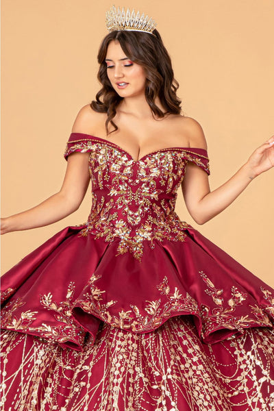 2 Piece Off Shoulder Satin Ball Gown by Elizabeth K GL3098 - Quinceanera Dresses