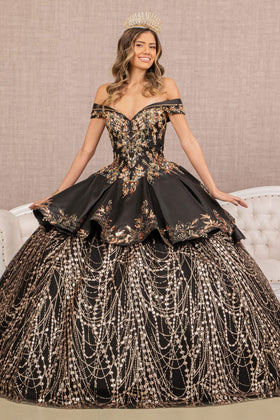 Off Shoulder 2-Piece Satin Gown by Elizabeth KGL3098