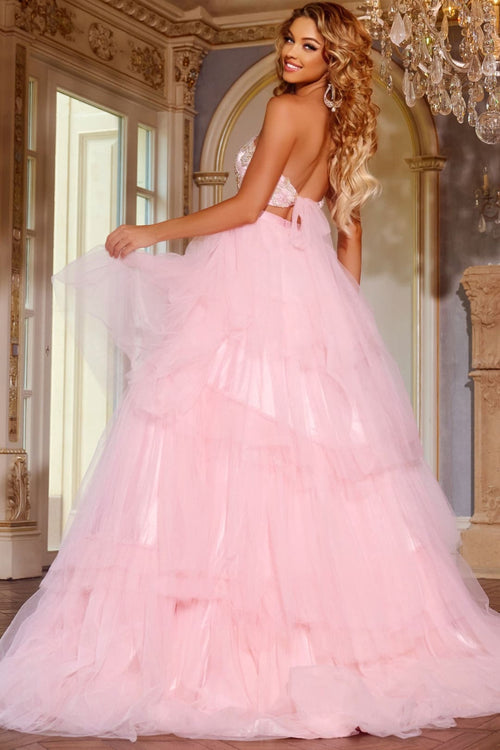 2-Piece Strapless A-line Ruffled Gown by Jovani D5112 - Long Formal Dresses