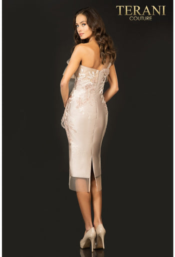 Terani Couture 2011C2003 Embellished Short Midi Cocktail Dress