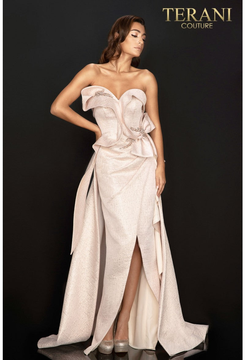 Terani Couture 2011E2073 Long Overskirt Formal Evening Prom Gown