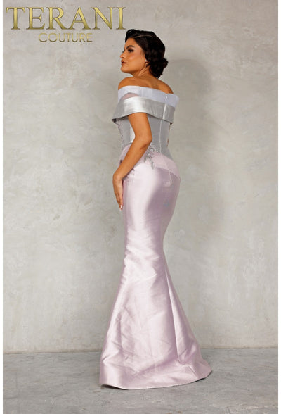 Terani Couture 2011M2159 Elegant Two-Tone Mikado Off-Shoulder Mother of the Bride Dress
