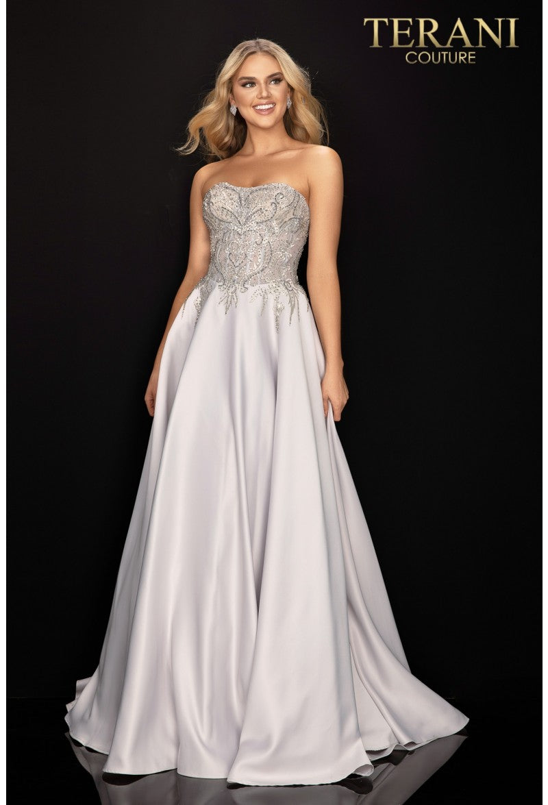 Terani Couture 2011P1197 Strapless Glam Long Prom Dress