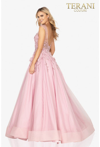 Terani Couture 2012P1411 Vestido largo de fiesta con apliques de cuentas y corte A