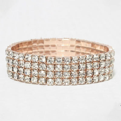 Pulsera elástica de diamantes de imitación de oro rosa, accesorios B-1058