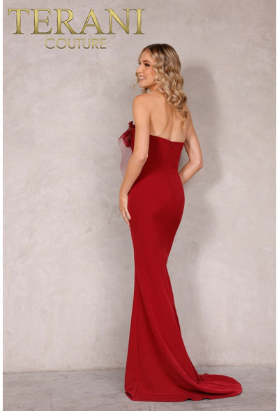 Terani Couture 2021E2818 Elegant Evening Prom Strapless Column Long Formal Crepe Dress