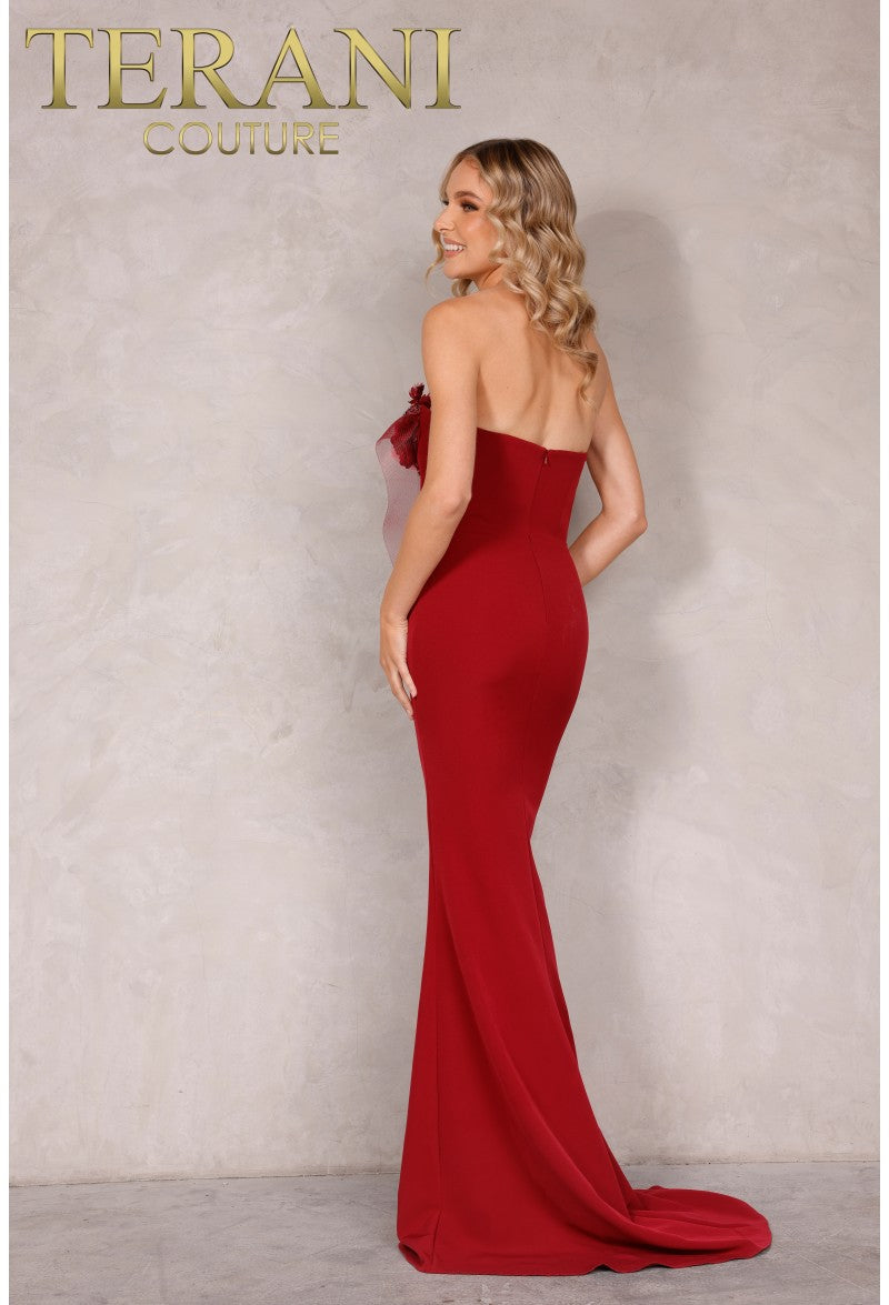 Terani Couture 2021E2818 Elegant Evening Prom Strapless Column Long Formal Crepe Dress