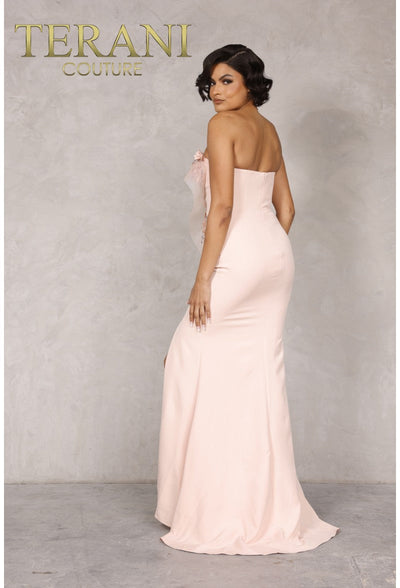 Terani Couture 2021E2818 Elegant Evening Prom Strapless Column Long Formal Crepe Dress