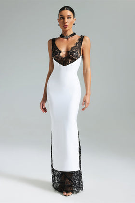 Bella Barnett Gunnhild Lace Deep V Formal Prom Evening Gown