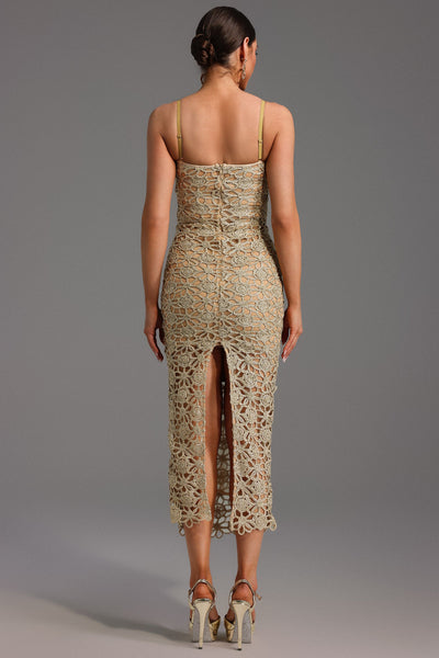 Bella Barnett Lelia Sleeveless Hollow Out Slit Cocktail Party Midi Dress