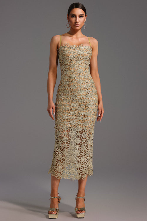 Bella Barnett Lelia Sleeveless Hollow Out Slit Cocktail Party Midi Dress