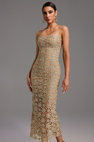 Bella Barnett Lelia Sleeveless Hollow Out Slit Cocktail Party Midi Dress