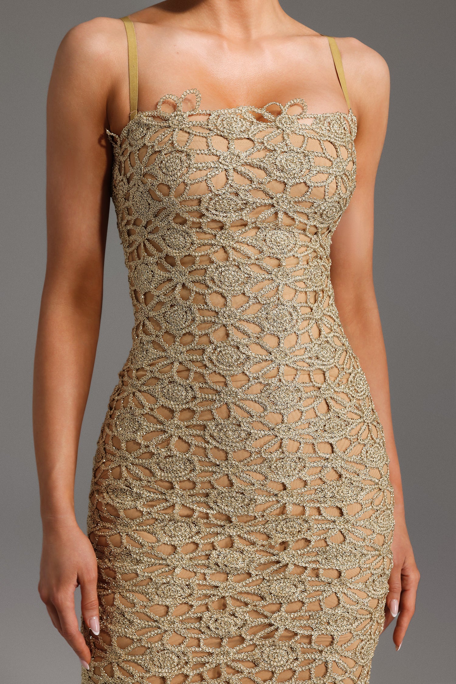 Bella Barnett Lelia Sleeveless Hollow Out Slit Cocktail Party Midi Dress