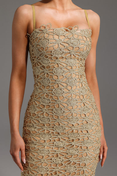 Bella Barnett Lelia Sleeveless Hollow Out Slit Cocktail Party Midi Dress
