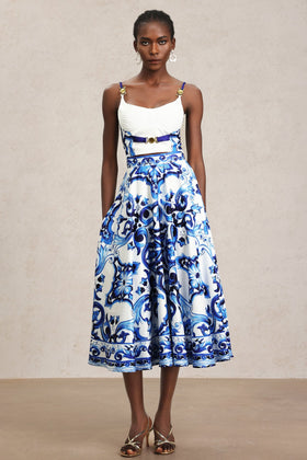 Bella Barnett Kaona Halter Floral Printed Top And Skirt Formal Evening Two-piece Set