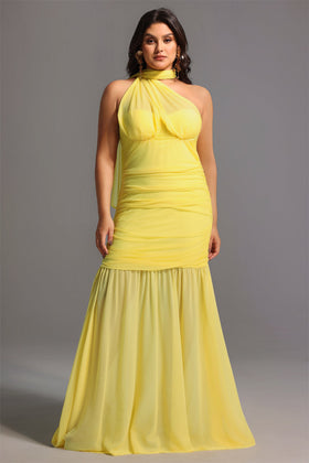 Bella Barnett Ulasa Sleeveless Ruched Mesh Formal Prom Evening Gown