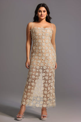 Bella Barnett Lelia Sleeveless Hollow Out Slit Cocktail Party Midi Dress