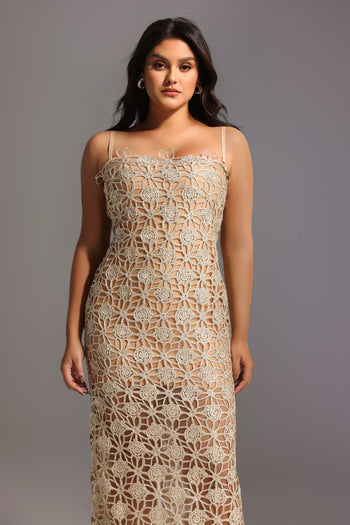 Bella Barnett Lelia Sleeveless Hollow Out Slit Cocktail Party Midi Dress