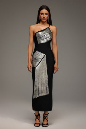 Bella Barnett Roanna One Shoulder Sleeveless Tassels Bandage Formal Prom Evening Gown