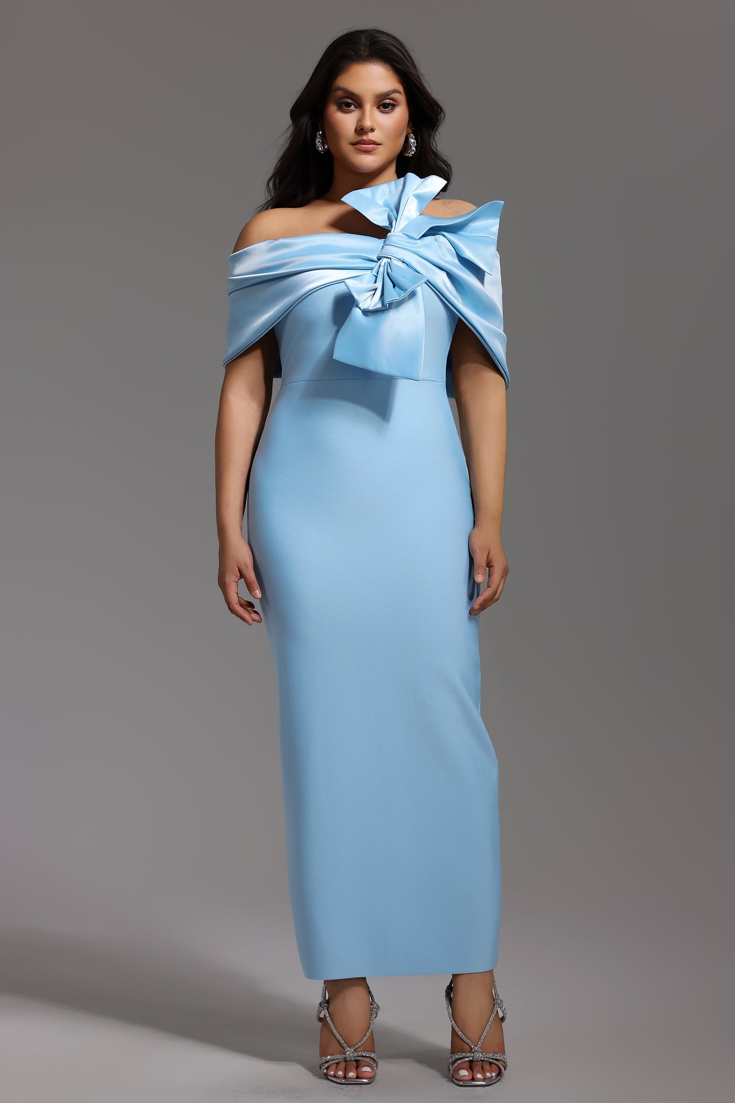 Bella Barnett Uara Off The Shoulder Bow Bandage Formal Prom Evening Gown
