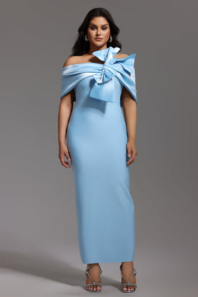 Bella Barnett Uara Off The Shoulder Bow Bandage Formal Prom Evening Gown