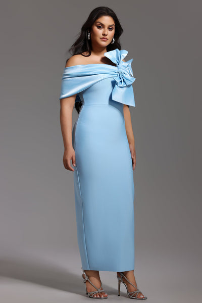 Bella Barnett Uara Off The Shoulder Bow Bandage Formal Prom Evening Gown