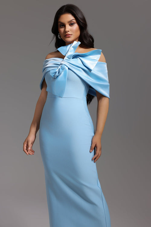 Bella Barnett Uara Off The Shoulder Bow Bandage Formal Prom Evening Gown