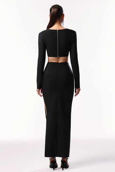 Bella Barnett Susan Long Sleeves Hollow Out Butterfly Bandage Formal Evening Two-piece Set