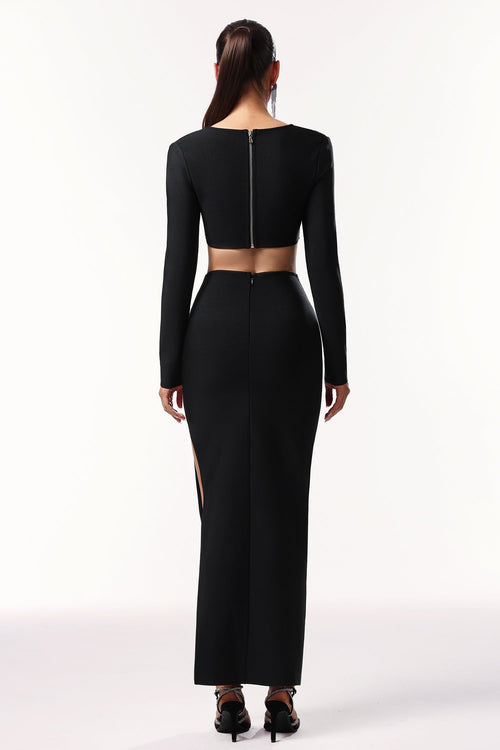 Bella Barnett Susan Long Sleeves Hollow Out Butterfly Bandage Formal Evening Two-piece Set