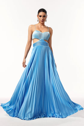 Bella Barnett Moua Sleeveless Wrinkle Formal Prom Evening Gown
