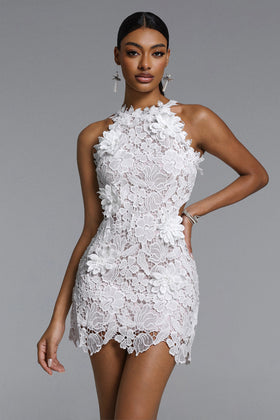 Bella Barnett Nadja Sleeveless Floral Lace Cocktail Party Mini Dress