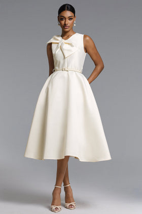 Bella Barnett Fallon Sleeveless Bow Detailed Woven Formal Prom Evening Gown