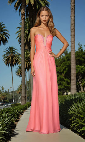 La Femme 20930 Floor-Length Sweetheart Beaded Chiffon Prom Dress with Open Back and Cutouts