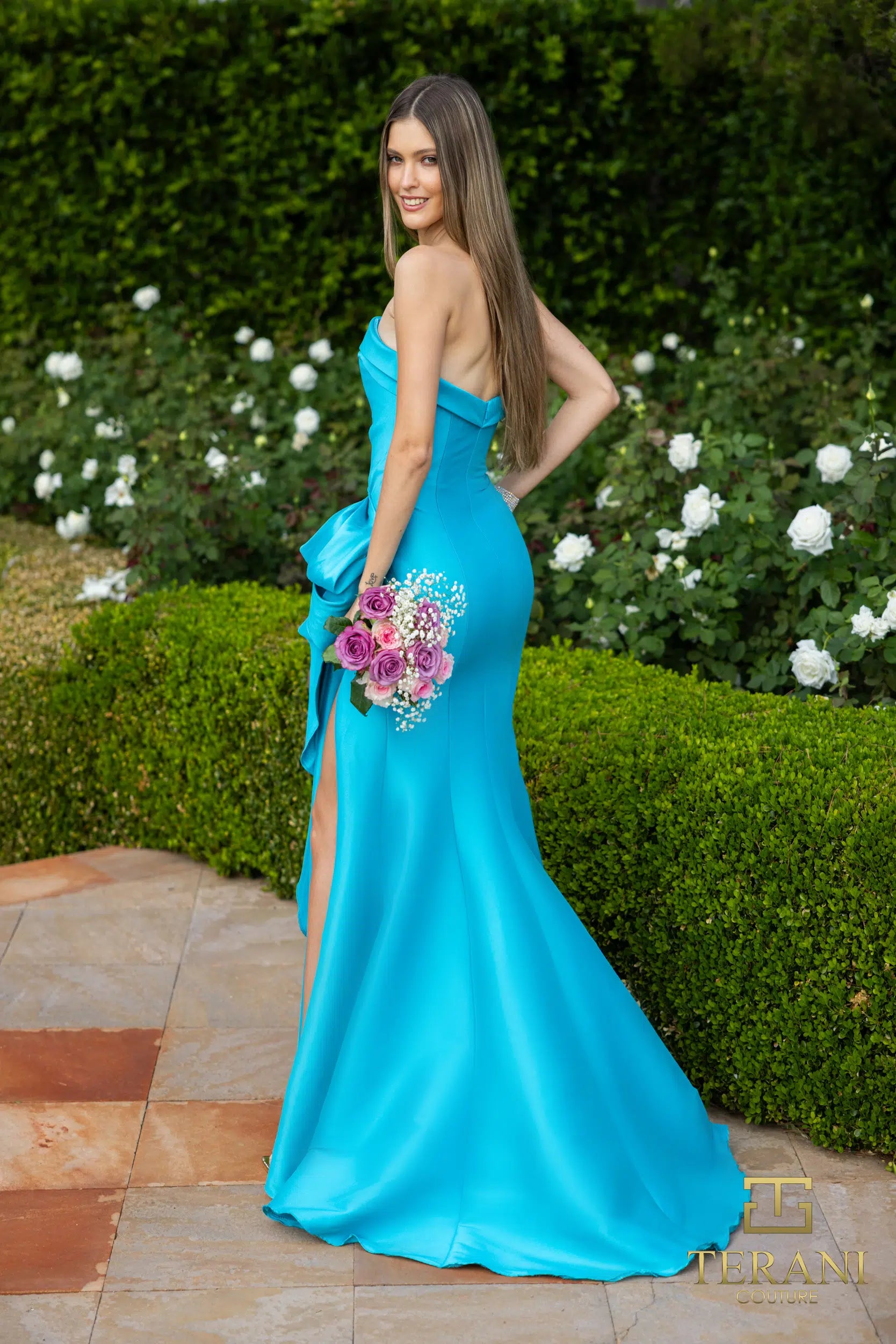 Terani Couture 2111p4019 Simple Long Bridesmaids Dress with a Slit