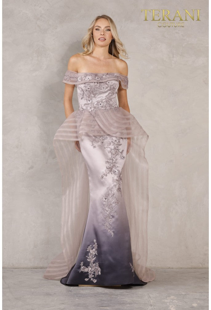 Formal Dresses Long Fitted Formal Sequin Peplum Evening Dress Lilac Ombre