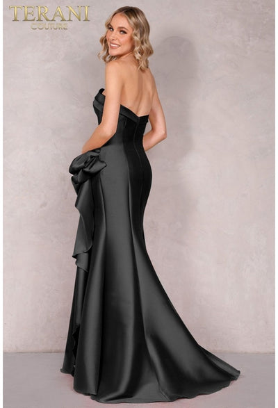 Terani Couture 2111P4019 Glamorous Evening Strapless Mermaid Slit Formal Taffeta Dress