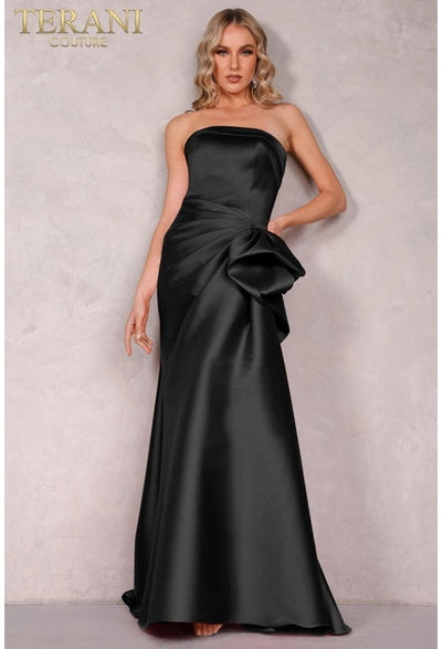 Terani Couture 2111P4019 Glamorous Evening Strapless Mermaid Slit Formal Taffeta Dress