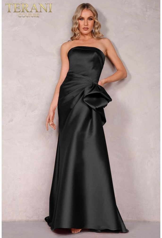 Terani Couture 2111P4019 Glamorous Evening Strapless Mermaid Slit Formal Taffeta Dress