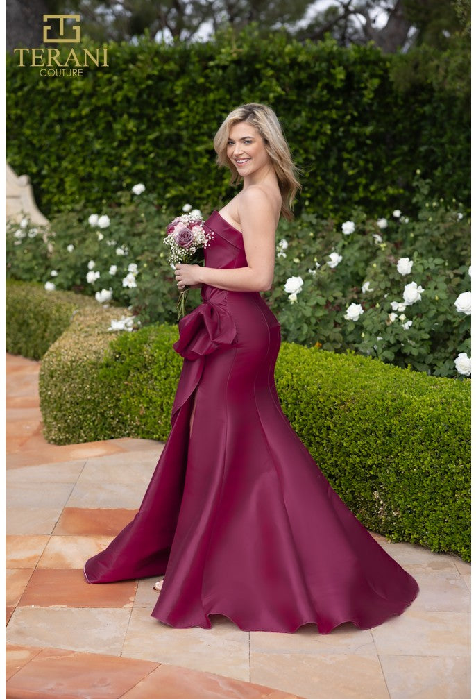 Terani Couture 2111p4019 Simple Long Bridesmaids Dress with a Slit