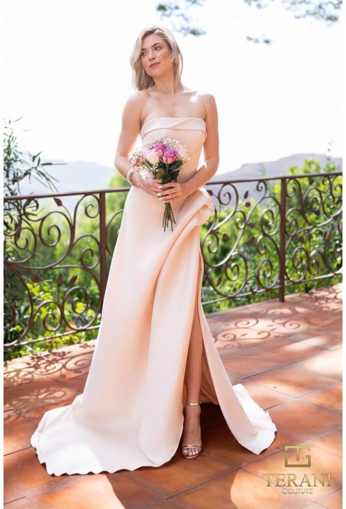 Terani Couture 2111p4019 Simple Long Bridesmaids Dress with a Slit