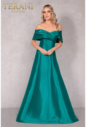 Terani Couture 2112M5404 Sophisticated Formal Off-Shoulder A-Line Premium Dress