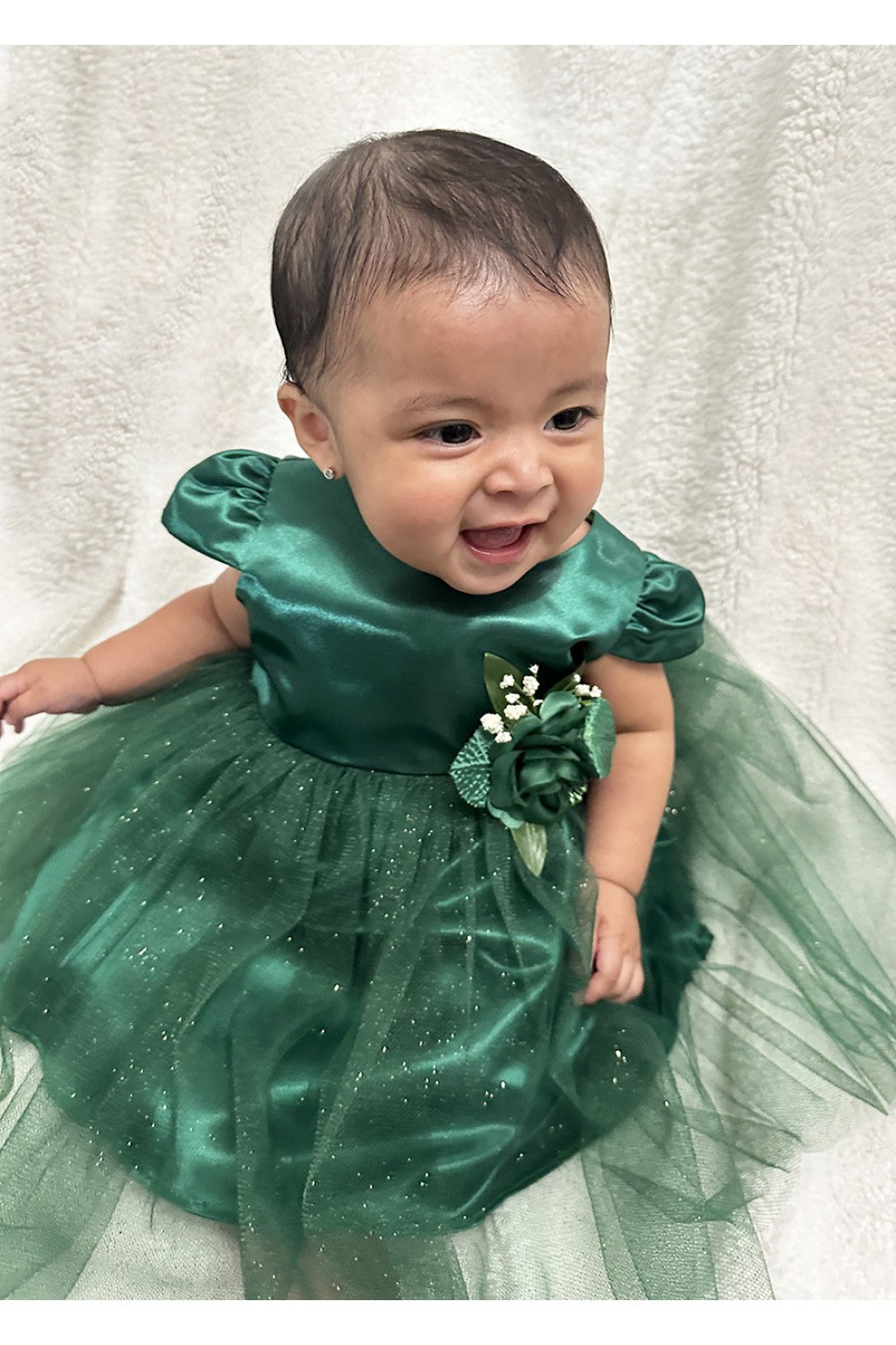 Satin & Tulle Flower Dress with Jewel Waist  Elegant Dress by Bella Princess 212B-A